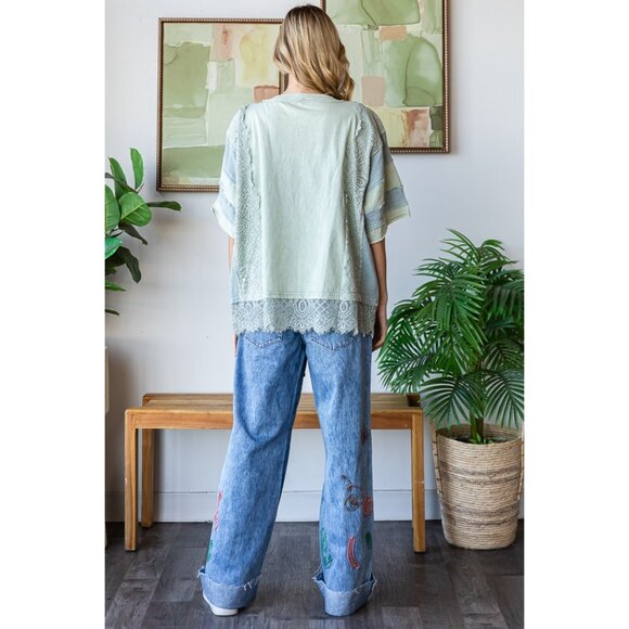 Oli & Hali Washed Number Patchwork Mix Media Tee NEW Size Medium - Picture 6 of 6